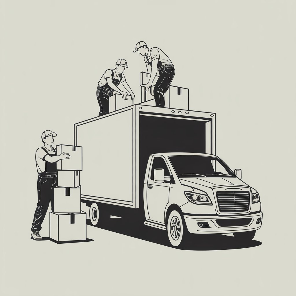 Packers and movers services line art